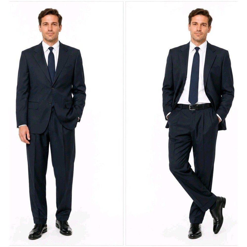 Emilio Yuste Men's 2 Piece Suit 38R 100% Wool Spain Pleated Pants $825 Retail